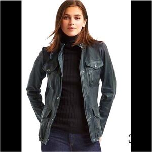 Women's Gap Navy Leather Jacket